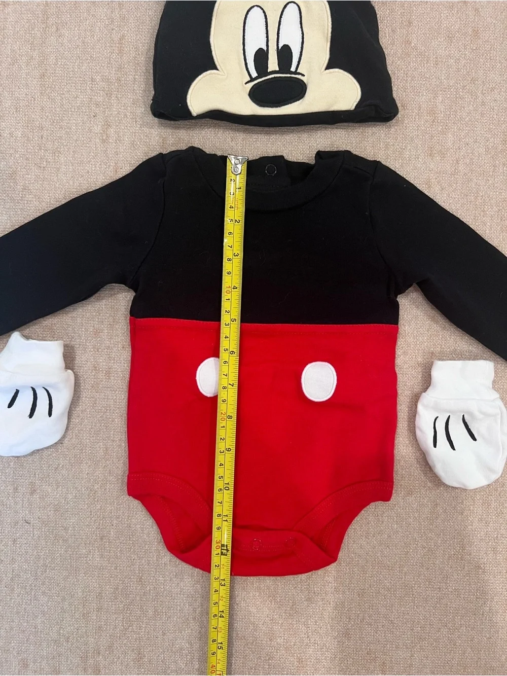 Disney Baby Mickey Mouse Bodysuit Outfit Set 3–6 M 100% Cotton Adorable Costume